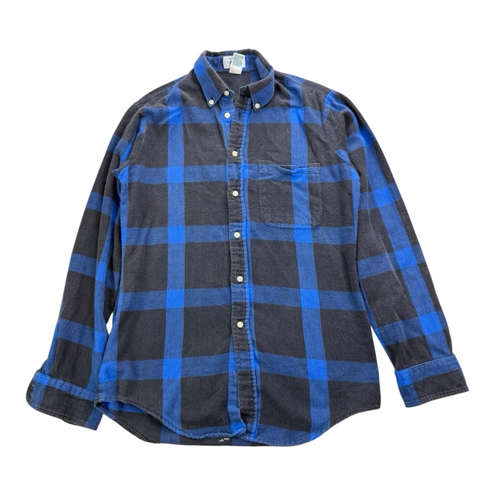 IZOD Lacoste Men's Blue/Gray Plaid Flannel Cotton Button-Down Shirt 18
